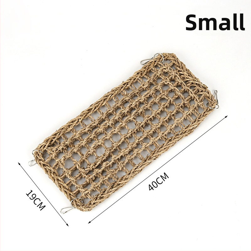 Hračky pre papagáje s trávovou sieťou, mrakový rebrík, lezecký rebrík, hryzacia hračka a hojdačkový kruh