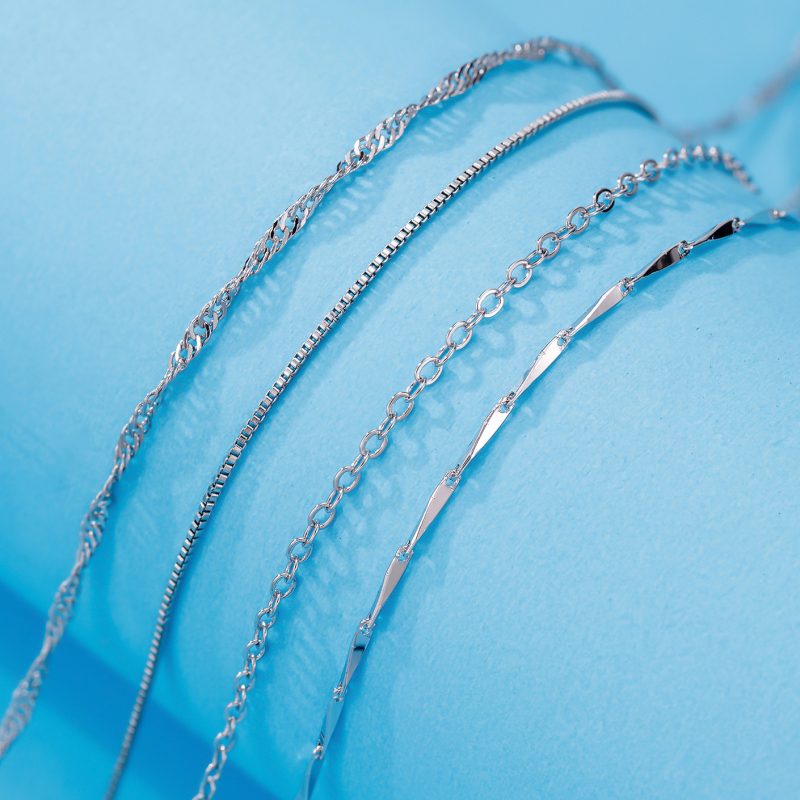 Li Brocade Jewelry viac-stylové reťazové náhrdelník: O-reťaz, box-reťaz, krížová reťaz, vlnovitá reťaz a melon-seed reťaz; meď, elektroplating; 99 čistota; možná súkromná značka