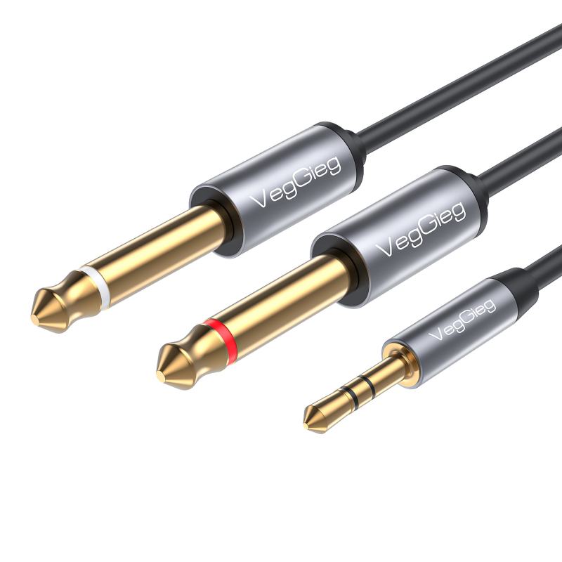 Weige W-S audio adapter: 6,5 mm muški na 3,5 mm ženski priključak, konverzija linije 2,5/3,5 mm, za računala, slušalice i mikrofon