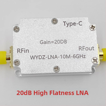 RF zosilňovač s vysokou rovnomernosťou odozvy, rozsah 10 MHz–6 GHz, zisk 10/20/30/40 dB, pre vysielanie alebo prijímanie signálu