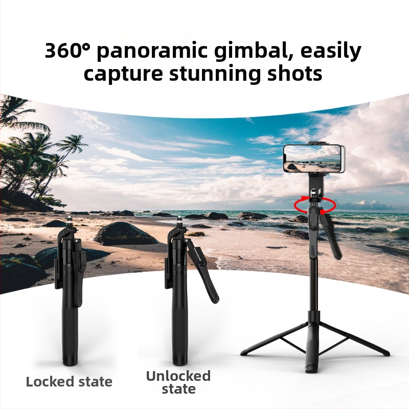 K29 Bluetooth селфи пръчка със стабилизатор за ръчно държане, антитрептене, светлина за снимане, корпус от сплав, дистанционно включено, универсален подов трипод