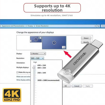 Emmons x610 Type-C emulátor grafickej karty s DP virtuálnym monitorom, 4K podpora, EDID konektor