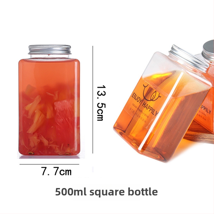 Jednokratna zatvorena plastična kvadratna čaša za napitke, 401–500 ml, PET