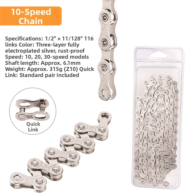 Meilong 002 reťaz na horské a cestné bicykle, kompatibilný s 8–11 rýchlosťami, kovová konštrukcia