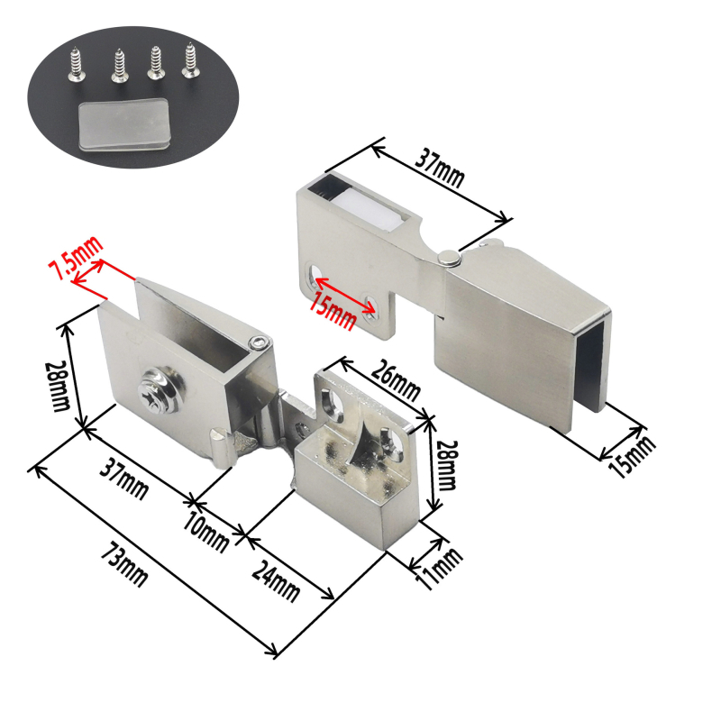 Šarka od cinkove legure za vrata ormara od staklenih vrata 3–5 mm, model RD-A015, moderan minimalistički stil, marka Han Yi Jingchuang.