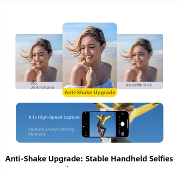 Телефонен селфи стик-трипод с анти‑трептене, 360° светлинна подсветка, алуминиева конструкция, Bluetooth дистанционно
