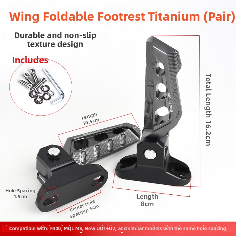 Mojielong zadné pedále z hliníkového zliatinu pre elektrické kolobežky — kompatibilné s Mavericks U Series, No.9 N Series, Far-reaching, Li Ling V20, GT1, F400T