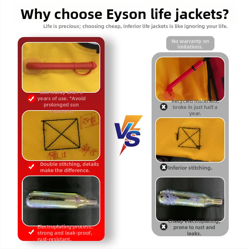 Eyson YSH604 Spašavajući prsluk za paragliding, Oxford tkanina, vrijeme naduvavanja ≤3 s, gubitak plutanja <0,03% u 24 h
