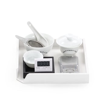 Set de degustare ceai porțelan pentru evaluare senzorială, Liangting, Dehua County, pentru 1 persoană, stil simplu