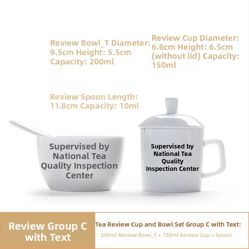 Set de degustare ceai porțelan pentru evaluare senzorială, Liangting, Dehua County, pentru 1 persoană, stil simplu