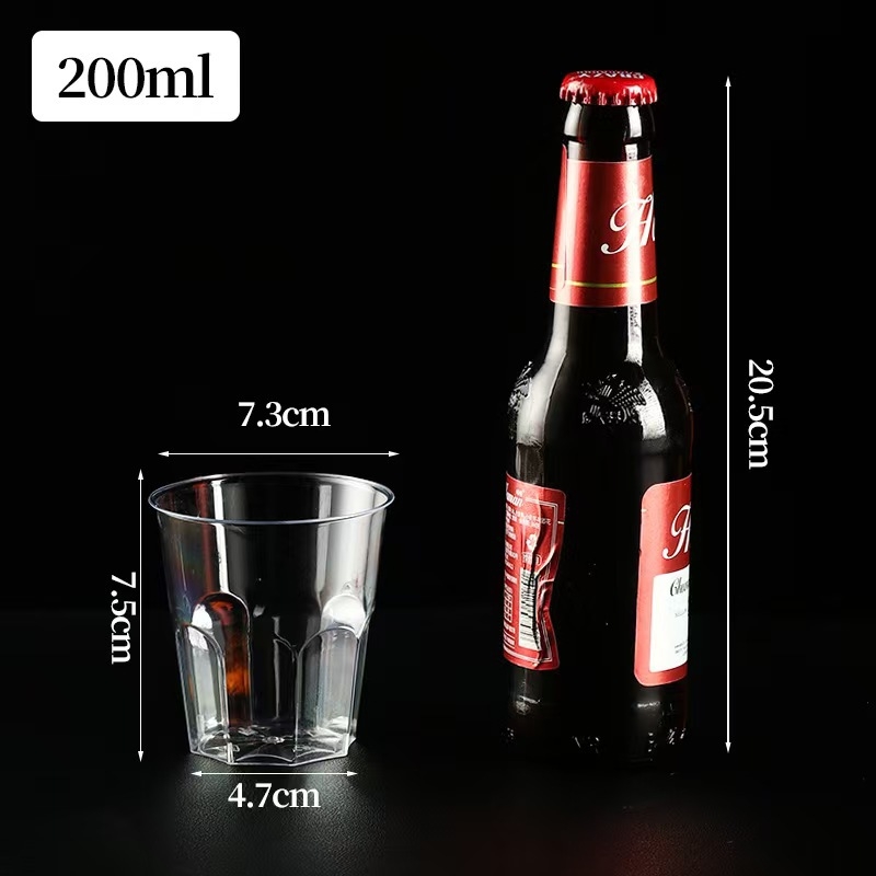 Jednokratna prozirna PS plastična čaša, 101–200 ml, okrugla
