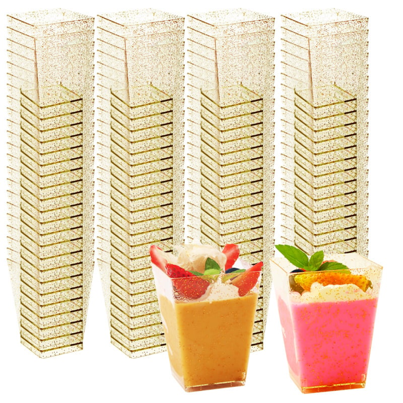 Jednokratna posuda za desert, kvadratnog oblika, od PS plastike, za mousse i žele, nije pogodna za mikrovalnu