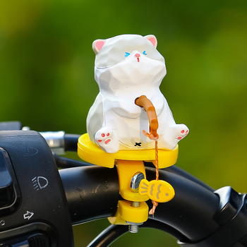 Ruijie Ornament pentru bicicletă din rășină cu figură de pisicuță desen animat și pește agățat, stil lux