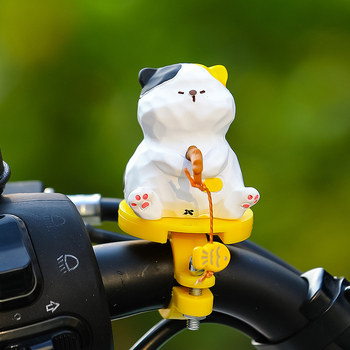 Ruijie Ornament pentru bicicletă din rășină cu figură de pisicuță desen animat și pește agățat, stil lux