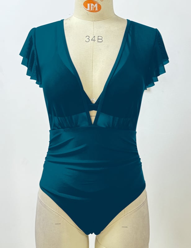 Двупартиен триъгълен бикини комплект с подплънки за бюста, висока талия, бързосъхнещ найлон