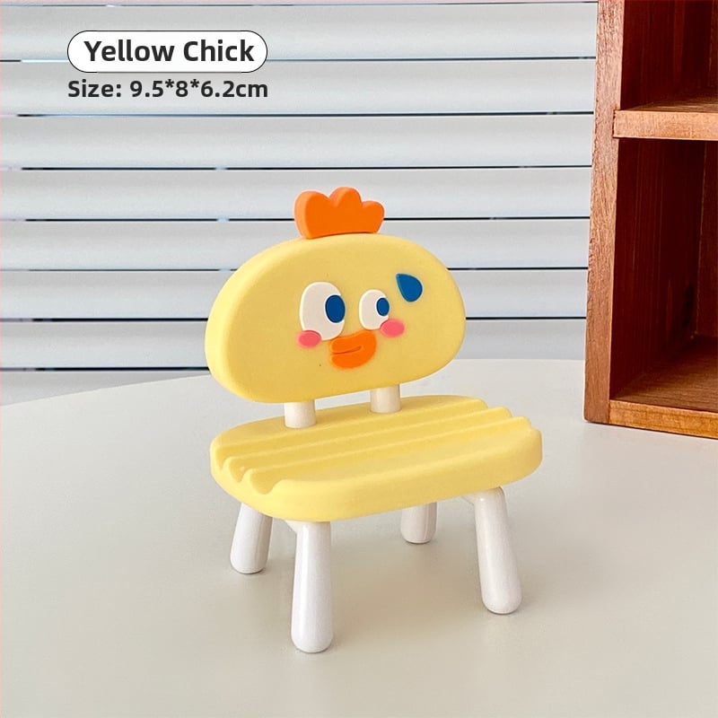 Στήριγμα τηλεφώνου με σχέδιο μικρού καρεκλιού — καλλιτεχνικό στυλ κινούμενων σχεδίων, ABS+PVC, Mu Qixi, δυνατότητα προσαρμογής