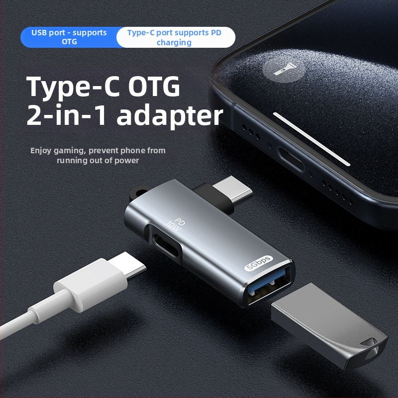 Adaptor Type-C la USB OTG cu alimentare PD — încărcare în timpul utilizării și suport pentru TV box extern