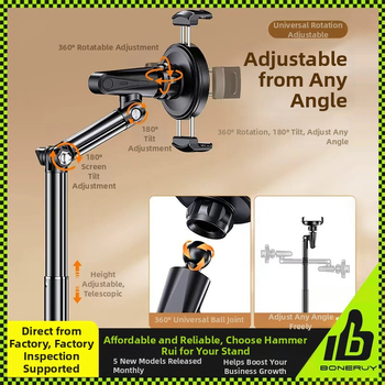 Boneruy — Βάση τηλεφώνου για επάνω κάδρο σε επιφάνεια γραφείου, κατασκευή από κράμα, υποστηρίζει προσαρμογή, ιδανικό για selfie και ζωντανές μεταδόσεις