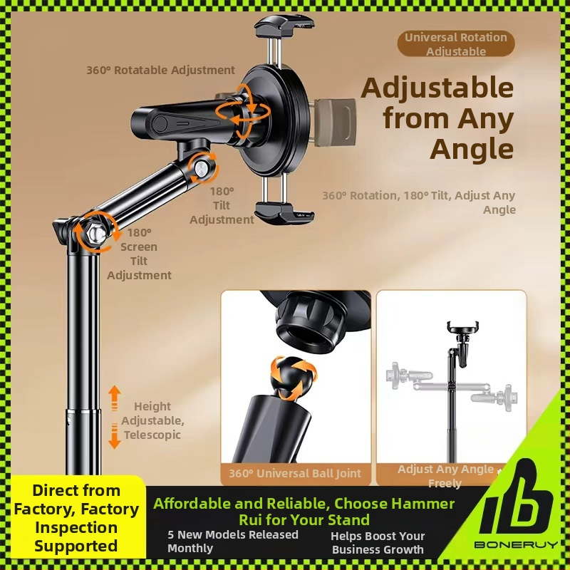 Boneruy — Βάση τηλεφώνου για επάνω κάδρο σε επιφάνεια γραφείου, κατασκευή από κράμα, υποστηρίζει προσαρμογή, ιδανικό για selfie και ζωντανές μεταδόσεις