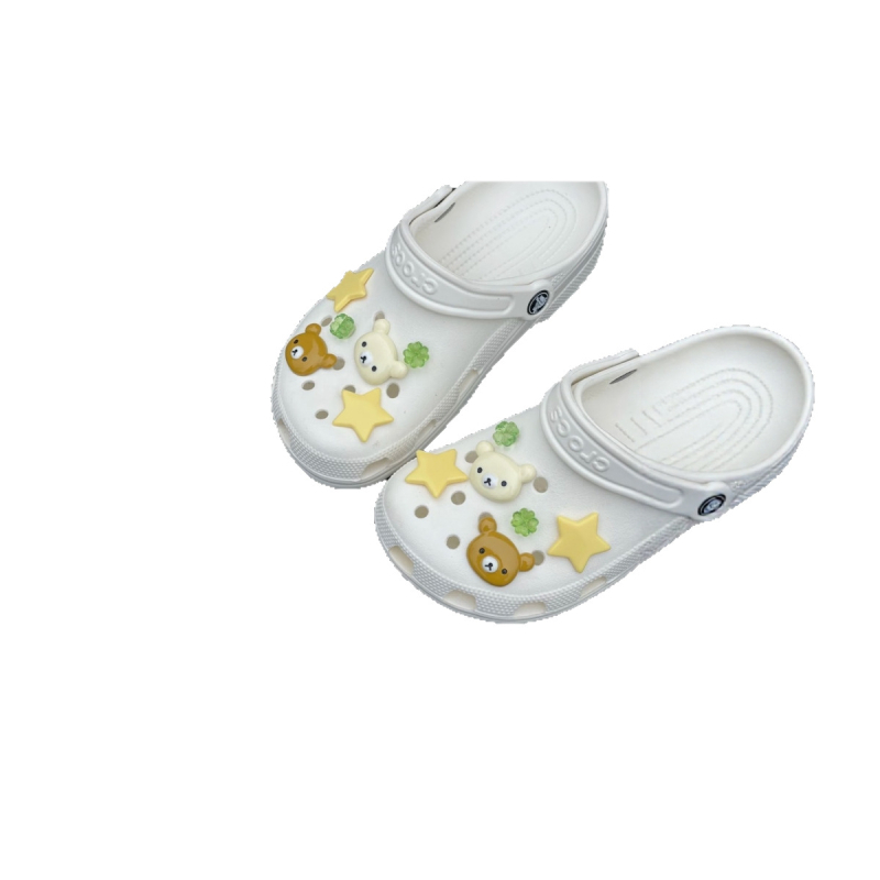 Crocs virágos cipő kiegészítő – PVC anyag, medve és csillag dizájn, papucsokhoz