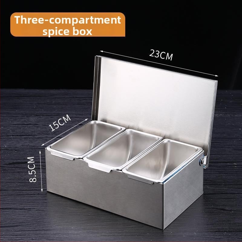 Cutie pentru condimente din oțel inoxidabil cu capac, compartimente multiple pentru bucătărie și restaurant