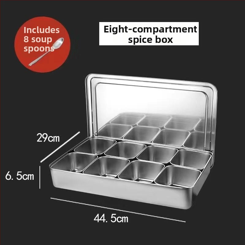 Cutie pentru condimente din oțel inoxidabil cu capac, compartimente multiple pentru bucătărie și restaurant
