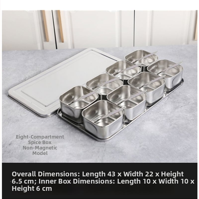 Cutie pentru condimente din oțel inoxidabil cu capac, compartimente multiple pentru bucătărie și restaurant