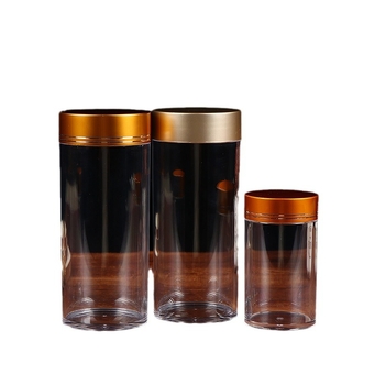 PS műanyagból készült nedvességálló zárható kapszulás palack, PET blow molding technikával gyártva, fedéllel, üvegtartalmú stílusú csomagolás, testreszabható kapacitás