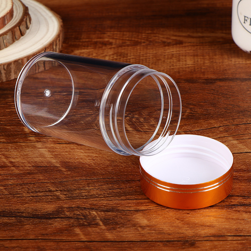 PS műanyagból készült nedvességálló zárható kapszulás palack, PET blow molding technikával gyártva, fedéllel, üvegtartalmú stílusú csomagolás, testreszabható kapacitás