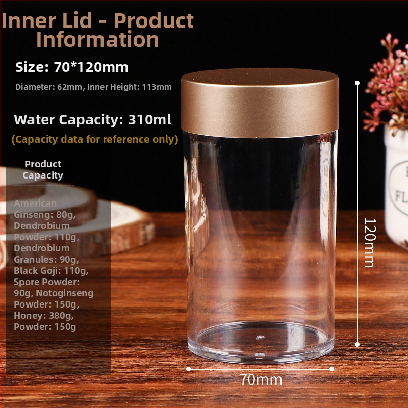 Vlhkostiodolný uzavretý kontajner na kapsuly zo PS plastu, vyrobený technikou PET blow molding, s viečkom, balenie typu pohár, prispôsobiteľná kapacita