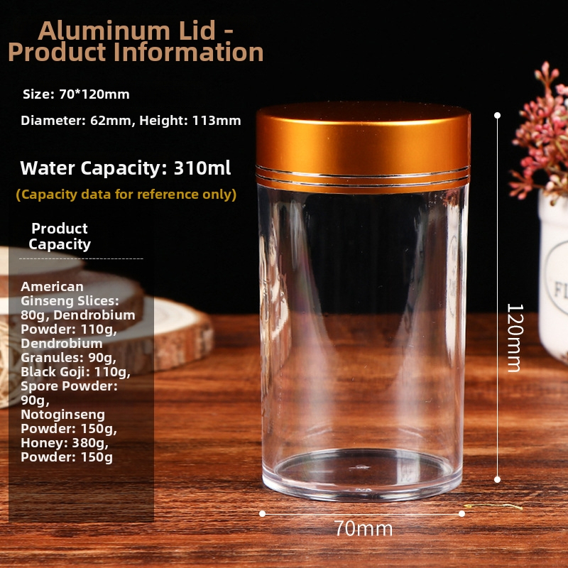 Vlhkostiodolný uzavretý kontajner na kapsuly zo PS plastu, vyrobený technikou PET blow molding, s viečkom, balenie typu pohár, prispôsobiteľná kapacita