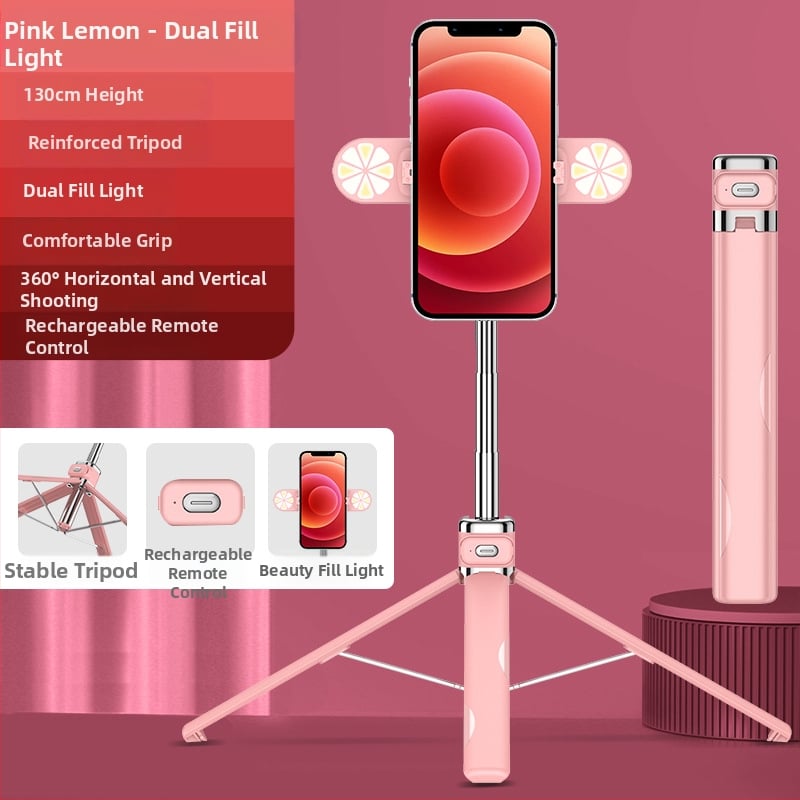 M03S четирикрак трипод с Bluetooth селфи стика и LED осветление за снимки; Материал: неръждаема стомана + ABS; Дистанционно управление; Модел: M03/M03S