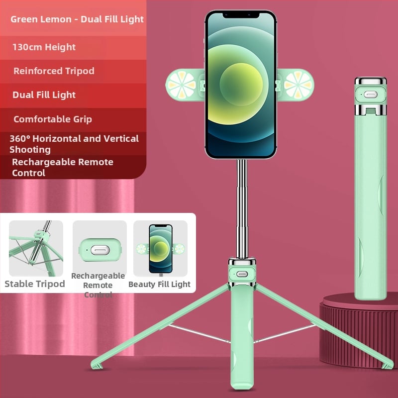 M03S четирикрак трипод с Bluetooth селфи стика и LED осветление за снимки; Материал: неръждаема стомана + ABS; Дистанционно управление; Модел: M03/M03S