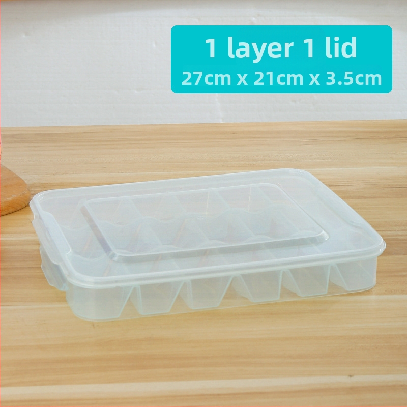 Plastična kutija za skladištenje knedli s pregradama, prehrambeno sigurna plastika, pogodna za hladnjak, jednostavan i moderan dizajn, privatna marka