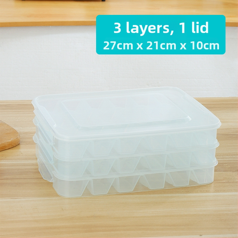 Plastična kutija za skladištenje knedli s pregradama, prehrambeno sigurna plastika, pogodna za hladnjak, jednostavan i moderan dizajn, privatna marka