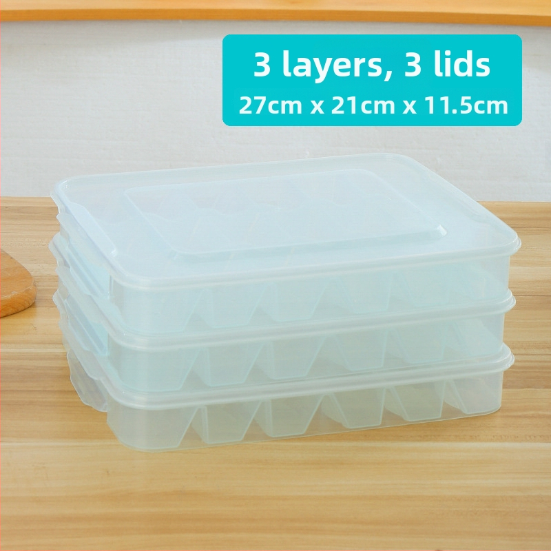 Plastična kutija za skladištenje knedli s pregradama, prehrambeno sigurna plastika, pogodna za hladnjak, jednostavan i moderan dizajn, privatna marka