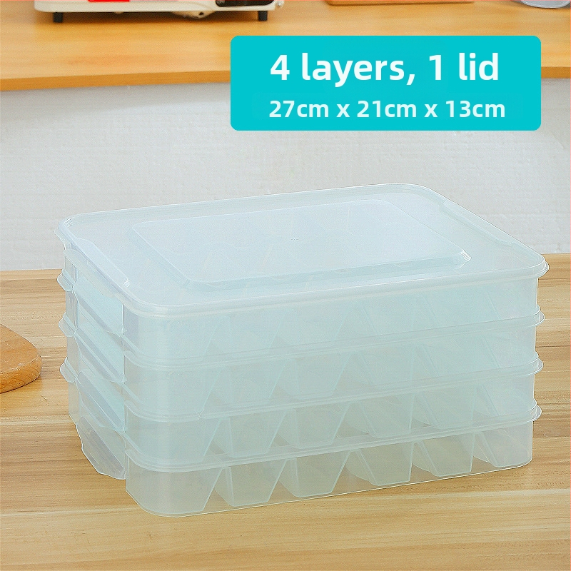 Plastična kutija za skladištenje knedli s pregradama, prehrambeno sigurna plastika, pogodna za hladnjak, jednostavan i moderan dizajn, privatna marka