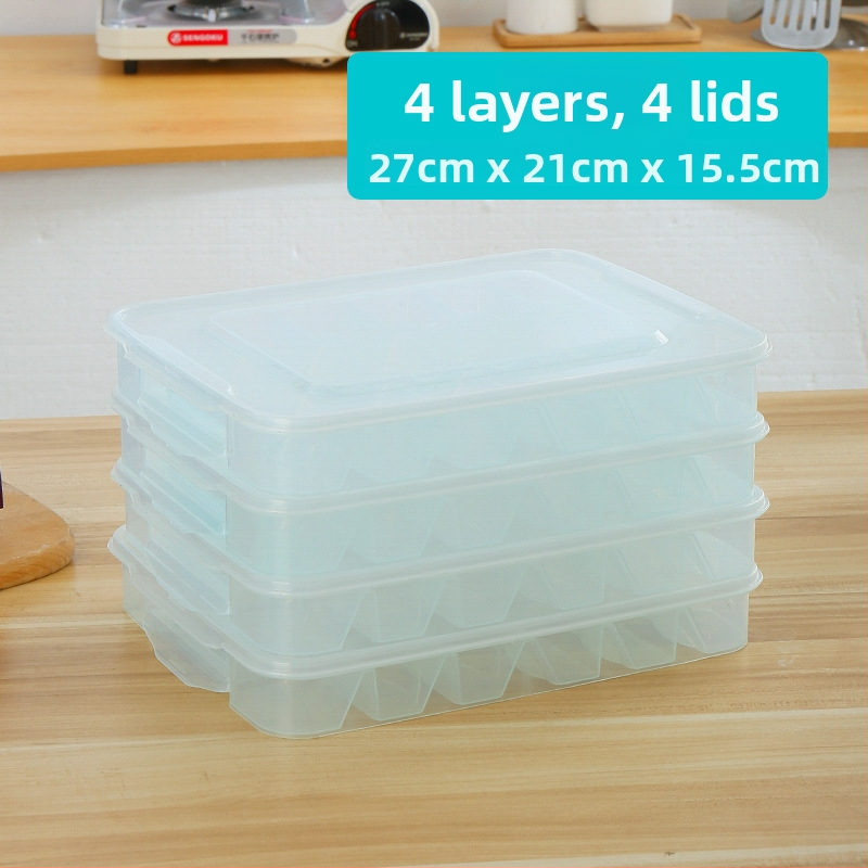 Plastična kutija za skladištenje knedli s pregradama, prehrambeno sigurna plastika, pogodna za hladnjak, jednostavan i moderan dizajn, privatna marka