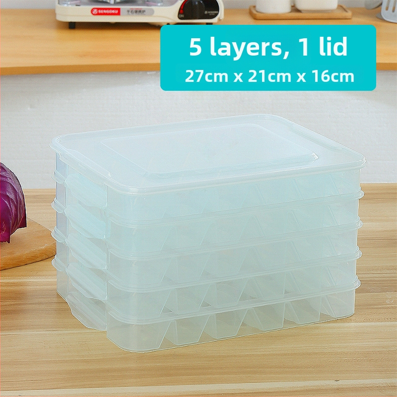 Plastična kutija za skladištenje knedli s pregradama, prehrambeno sigurna plastika, pogodna za hladnjak, jednostavan i moderan dizajn, privatna marka