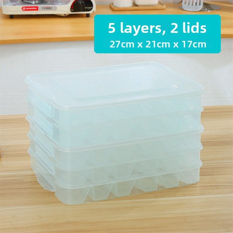 Plastična kutija za skladištenje knedli s pregradama, prehrambeno sigurna plastika, pogodna za hladnjak, jednostavan i moderan dizajn, privatna marka