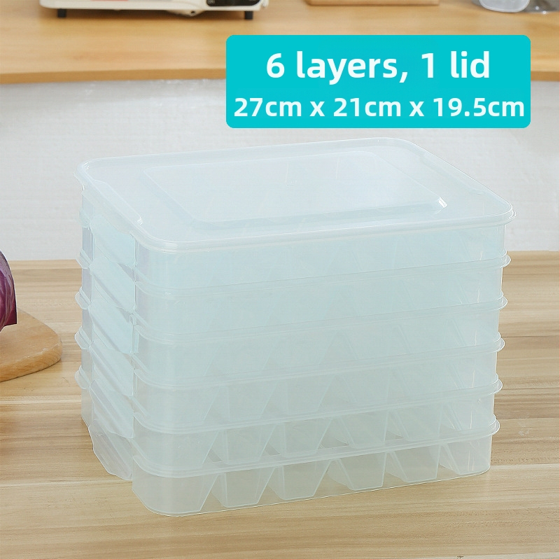 Plastična kutija za skladištenje knedli s pregradama, prehrambeno sigurna plastika, pogodna za hladnjak, jednostavan i moderan dizajn, privatna marka