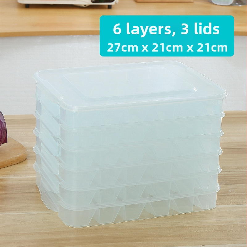 Plastična kutija za skladištenje knedli s pregradama, prehrambeno sigurna plastika, pogodna za hladnjak, jednostavan i moderan dizajn, privatna marka