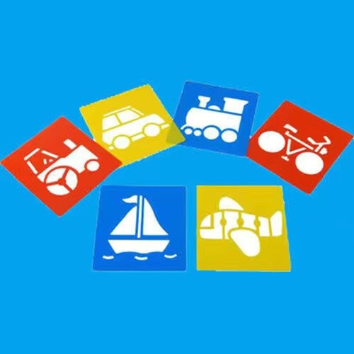 Jinyu plastični šabloni s izrezima za dječje crtanje — kukci, životinje, povrće, voće i božićni motivi; materijal: plastika; nije uvezeno; IP ovlaštenje: Ne