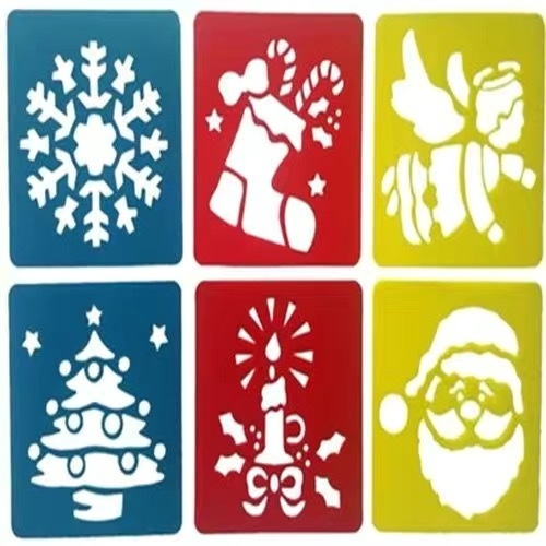 Jinyu plastični šabloni s izrezima za dječje crtanje — kukci, životinje, povrće, voće i božićni motivi; materijal: plastika; nije uvezeno; IP ovlaštenje: Ne