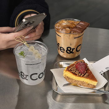 Pahar PET de cafea de unică folosință cu capac, formă rotundă, capacitate 301–400 ml, plastic PET, personalizare disponibilă