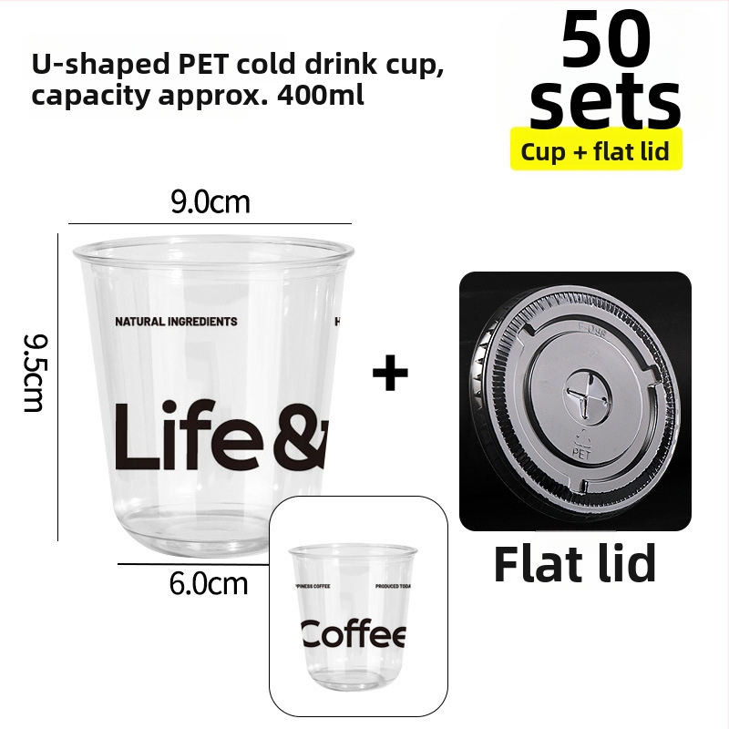 Pahar PET de cafea de unică folosință cu capac, formă rotundă, capacitate 301–400 ml, plastic PET, personalizare disponibilă