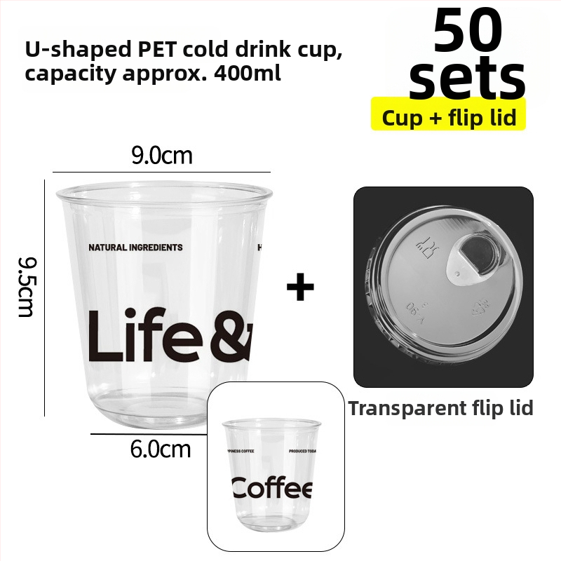 Pahar PET de cafea de unică folosință cu capac, formă rotundă, capacitate 301–400 ml, plastic PET, personalizare disponibilă