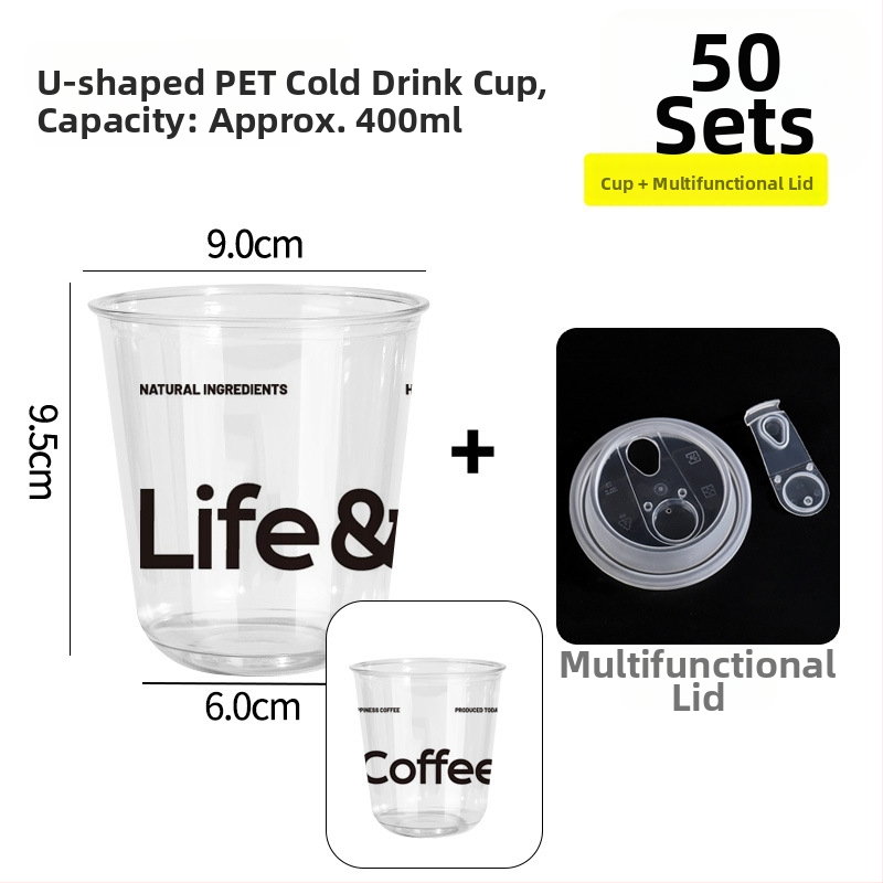Pahar PET de cafea de unică folosință cu capac, formă rotundă, capacitate 301–400 ml, plastic PET, personalizare disponibilă