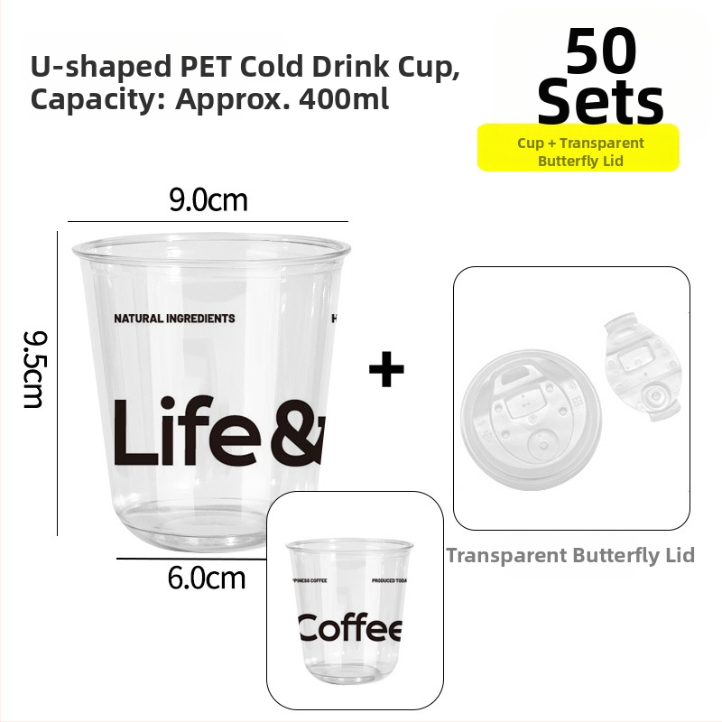 Pahar PET de cafea de unică folosință cu capac, formă rotundă, capacitate 301–400 ml, plastic PET, personalizare disponibilă