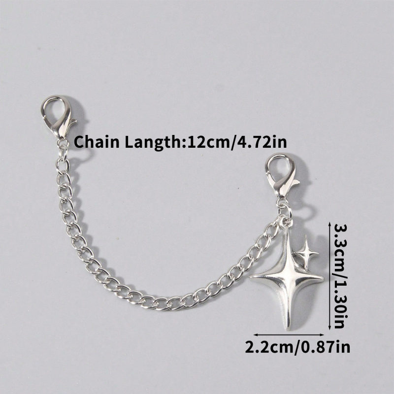 Cipőhöz készült lánc négyágú csillag dizájnnal, cinkötvözetből, sneakershez és csizmákhoz.